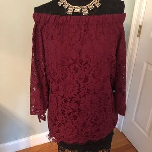 Beautiful lace off the shoulder top.